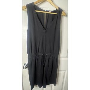 Daily Practice Black Dress M Sleeveless V Neck Drawstring Pockets Casual